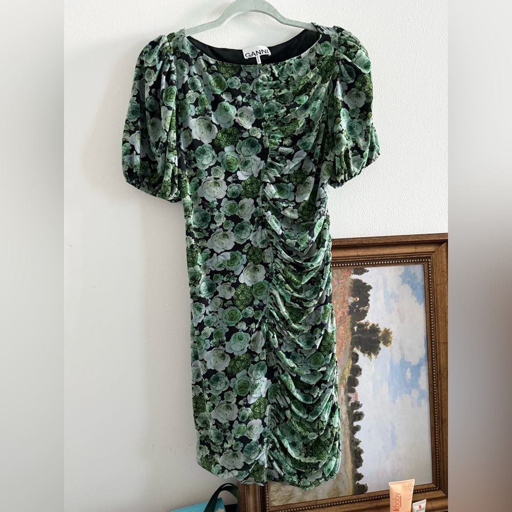 Ganni Floral Green Dress